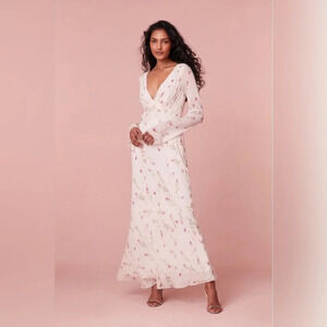 NEW LoveShackFancy Dalila Dainty Floral Maxi Dress Azalea Pink Chiffon | size 2